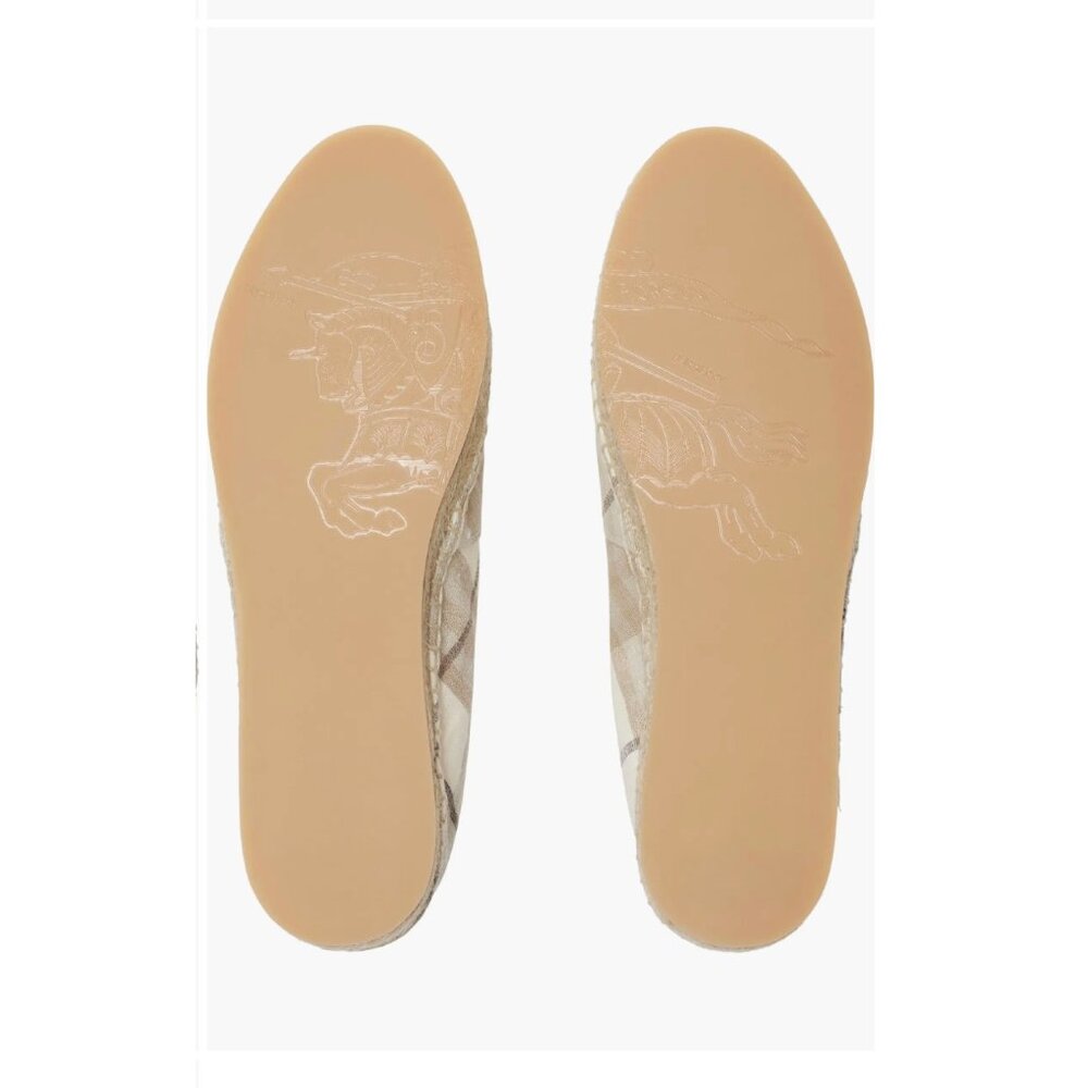 Burberry Mews Check Espadrille Flat Women Cotton Ip Check Grey Beige 9US / 39EU - Picture 3 of 13